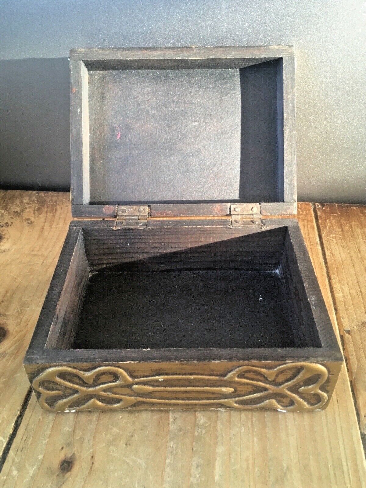 Florentine Giltwood St Fabiola Italian Brutalist Wooden Jewellery Box Henner photo vintage