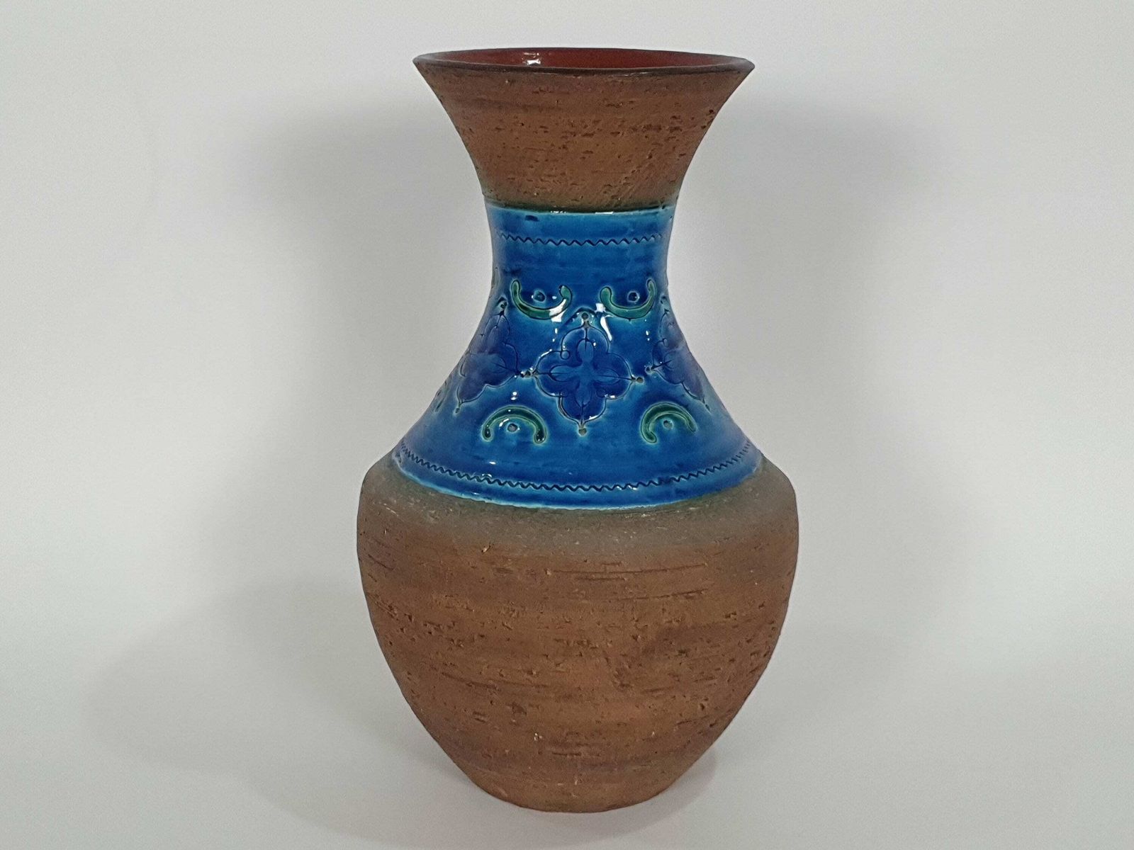 Large Italian Ceramic Vase By Aldo Londi For Bitossi, Carta Fiorentina Decor, 30cm, 1960's photo Home Decor