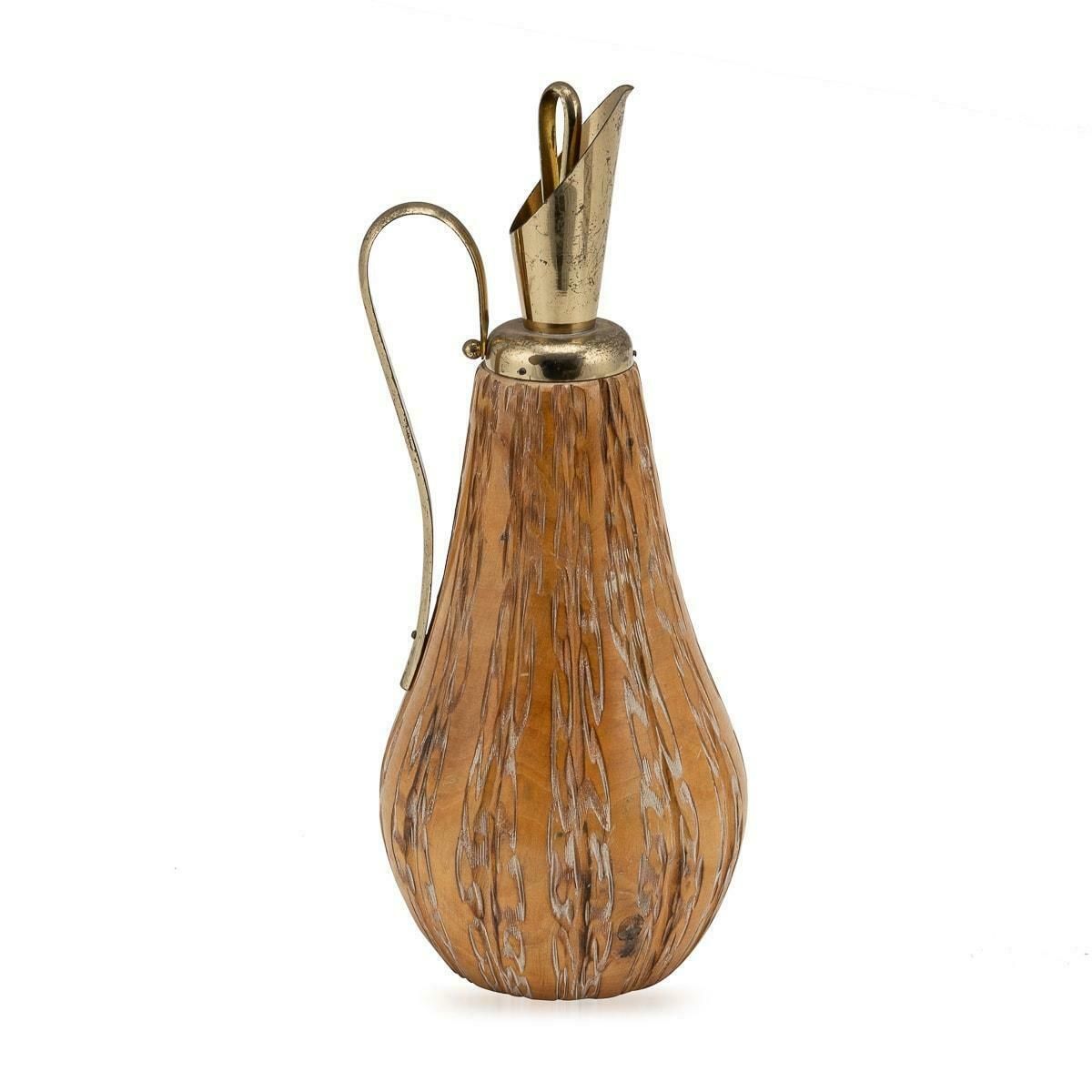 20th Century Italian Carved Wood Flask By Aldo Tura For Macabo C.1960 photo for sale