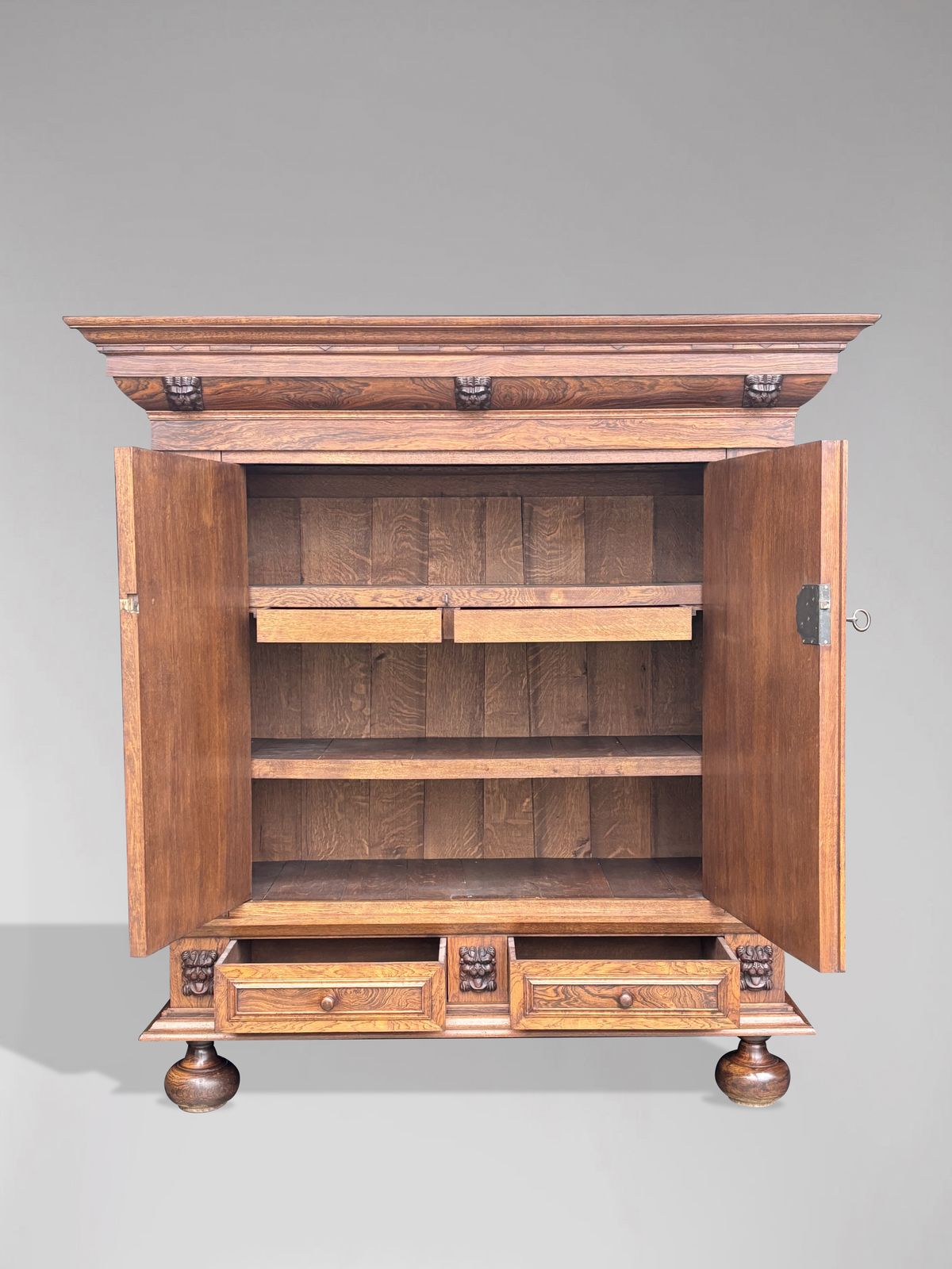 Furniture 19th Century Dutch Rosewood Renaissance Cabinet photo