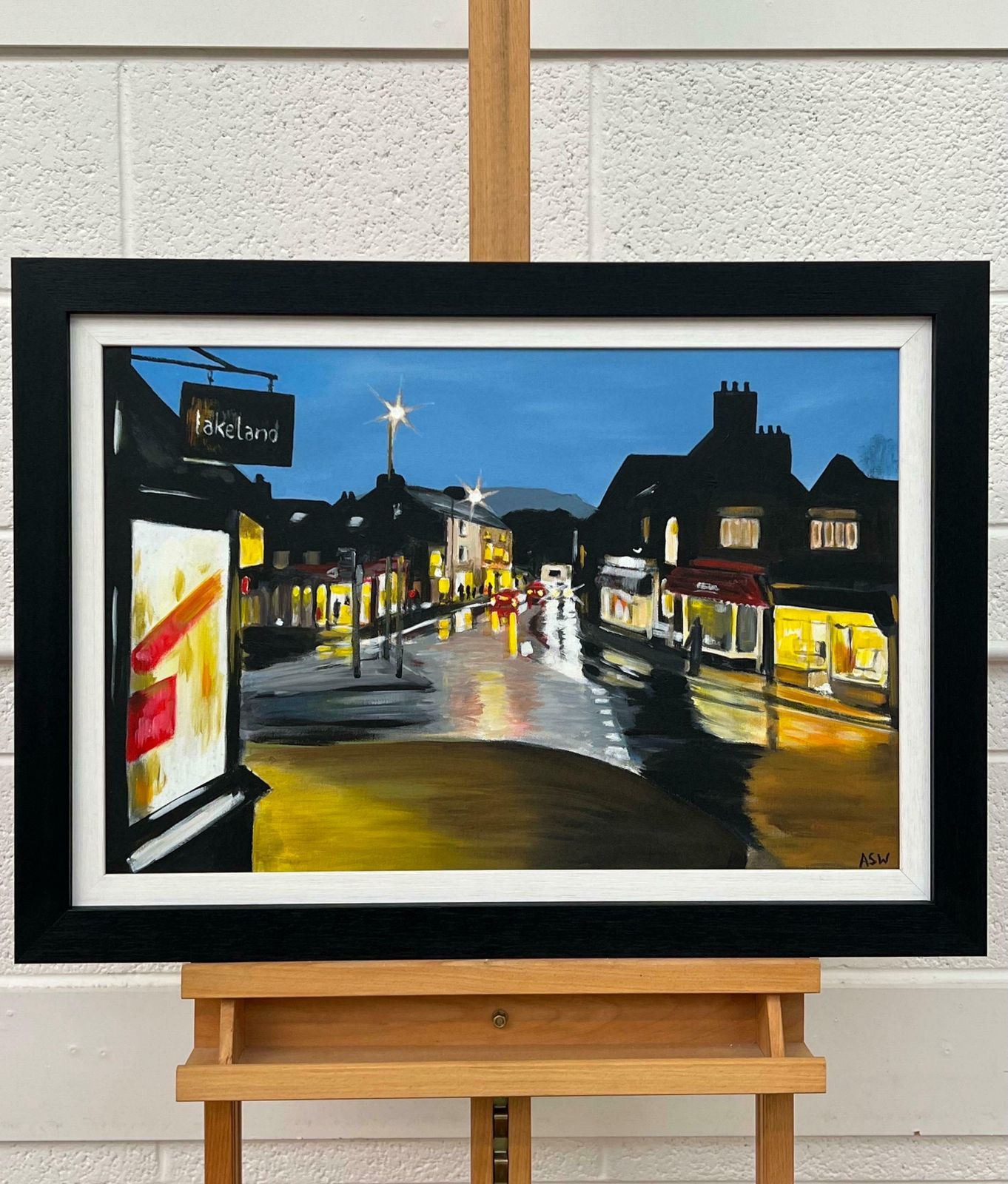 Angela Wakefield Painting Of Ambleside In Lake District England At Night By English Urban Artist photo for sale