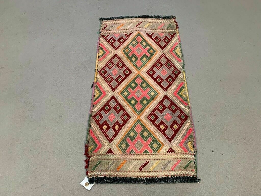 Vintage Turkish Mini Kilim 88x44 Cm Wool Small Kelim Runner, Shabby Chic photo furniture