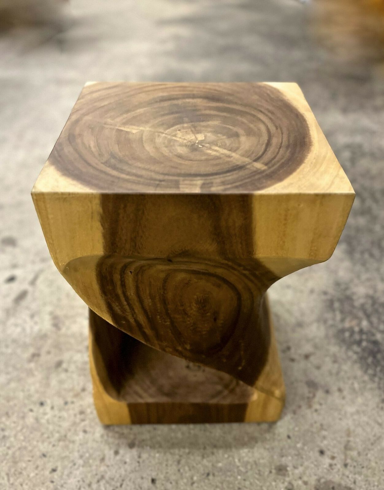 Organic Modern Suar Wood Side Table, Handcarved, Idn 2023 photo vinterior