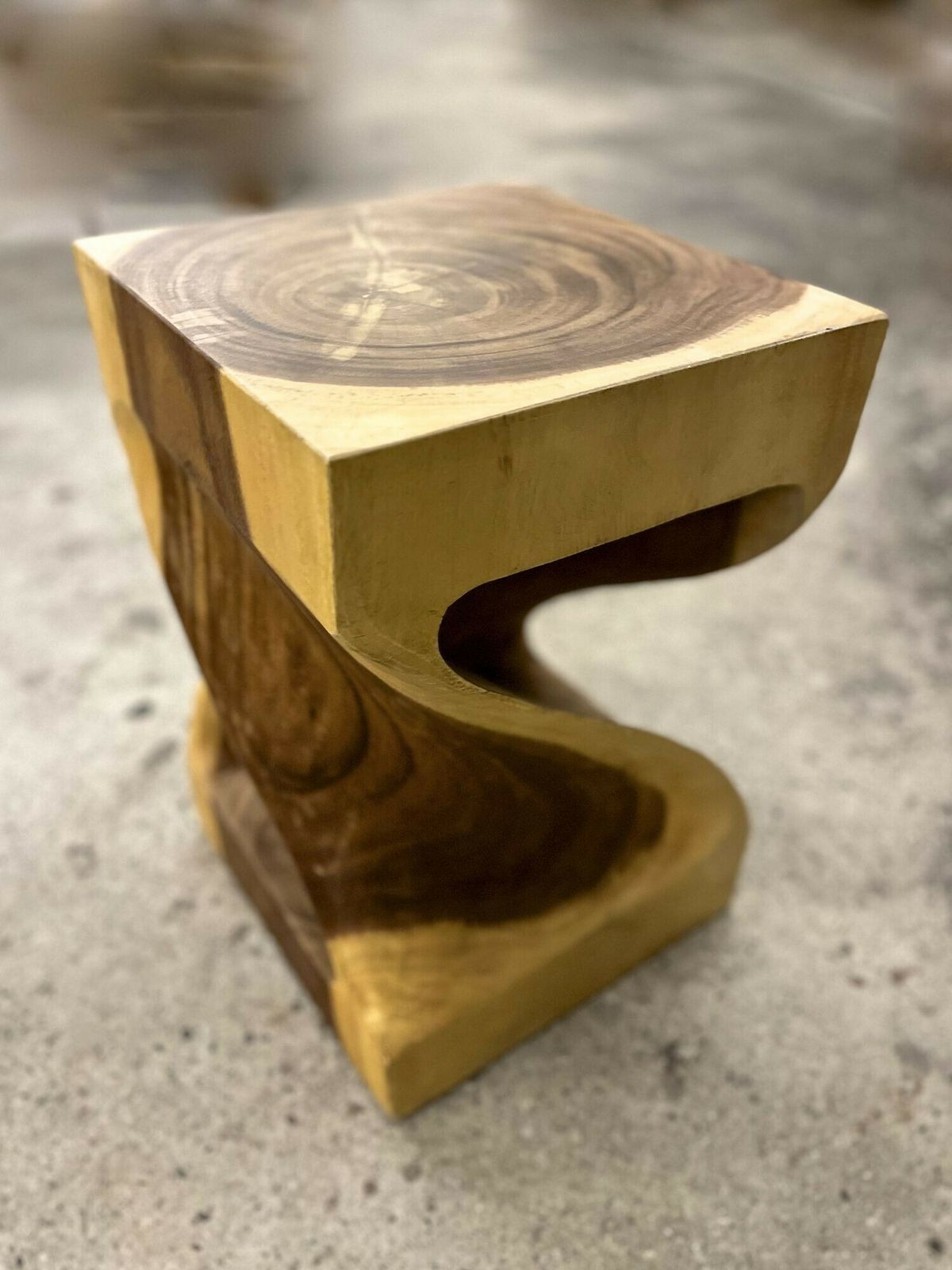 Organic Modern Suar Wood Side Table, Handcarved, Idn 2023 photo vintage
