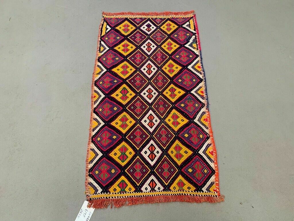 Vintage Turkish Mini Kilim 86x46 Cm Wool Small Kelim Runner, Shabby Chic photo furniture