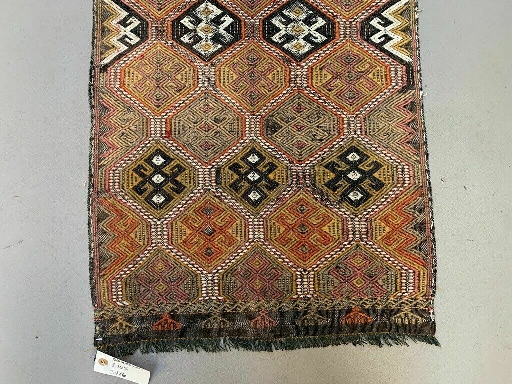 Vintage Turkish Mini Kilim 85x53 Cm Wool Small Kelim Runner, Shabby Chic photo Textiles