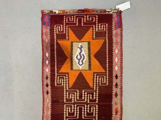 Vintage Turkish Mini Kilim 116x50 Cm Wool Small Kelim Runner, Shabby Chic photo 165.0