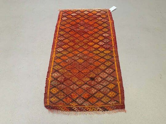 Vintage Turkish Mini Kilim 99x52 Cm Wool Small Kelim Runner, Shabby Chic photo furniture