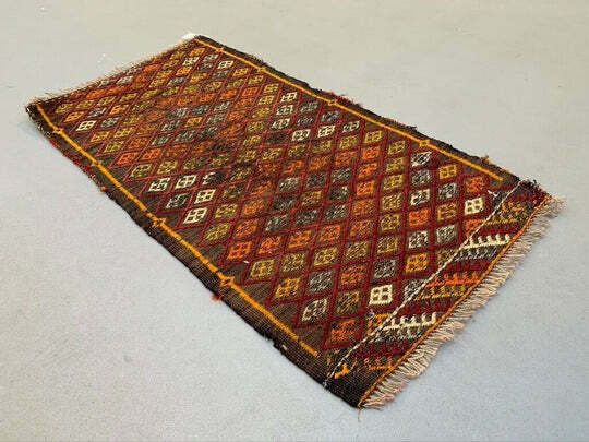Vintage Turkish Mini Kilim 99x52 Cm Wool Small Kelim Runner, Shabby Chic photo for sale