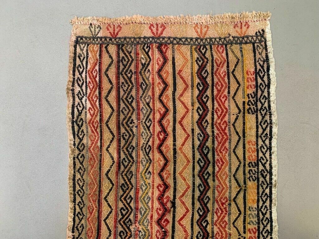 Vintage Turkish Mini Kilim 72x45 Cm Wool Small Kelim Runner, Shabby Chic photo 135.0