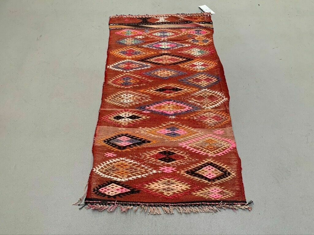 Vintage Turkish Mini Kilim 90x45 Cm Wool Small Kelim Runner, Shabby Chic photo furniture