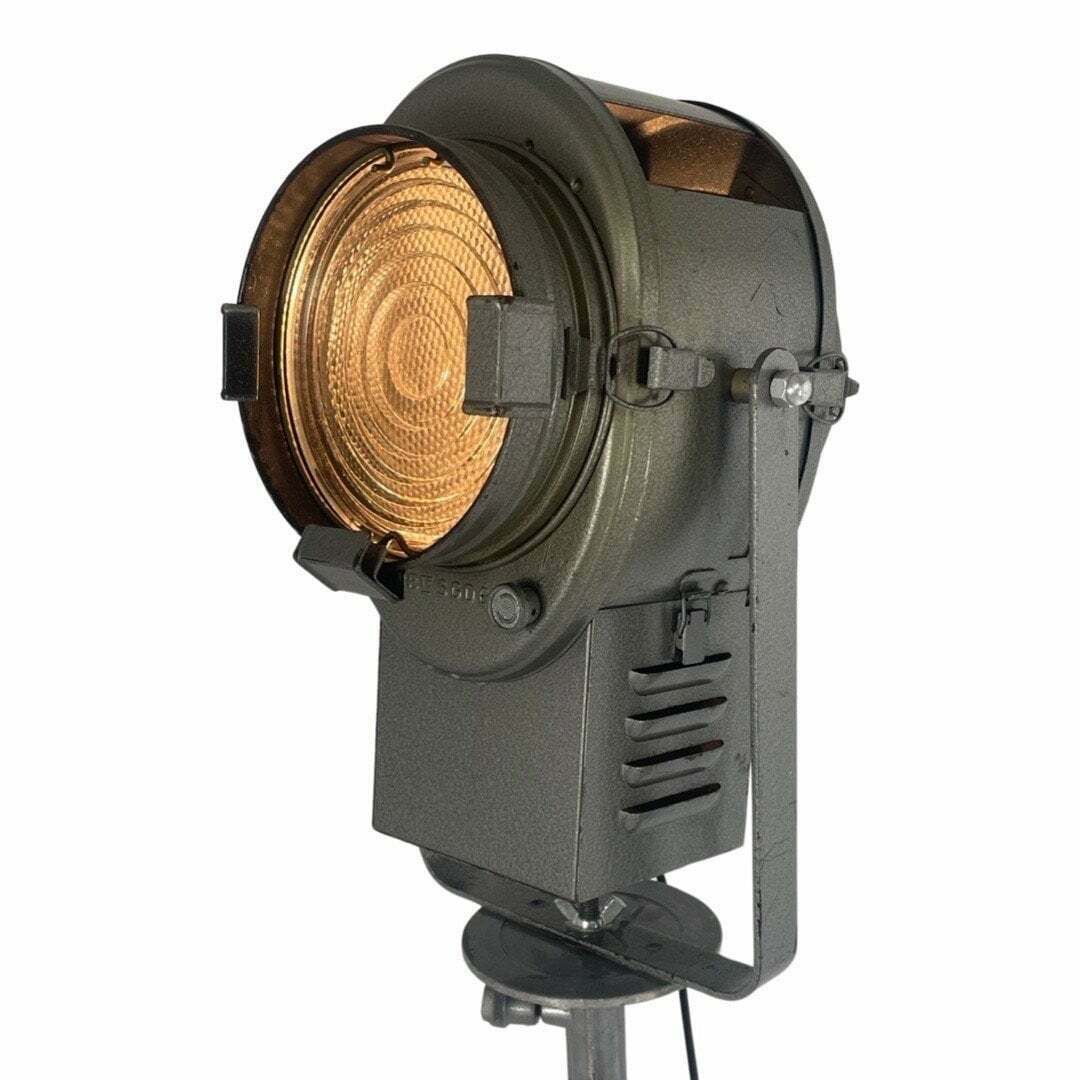 photo furniture A.E. Cremer   1950's   Studio Lamp / Spotlight   Green   On Original Metal Tripod   Fully Original And Rewired   Made In France