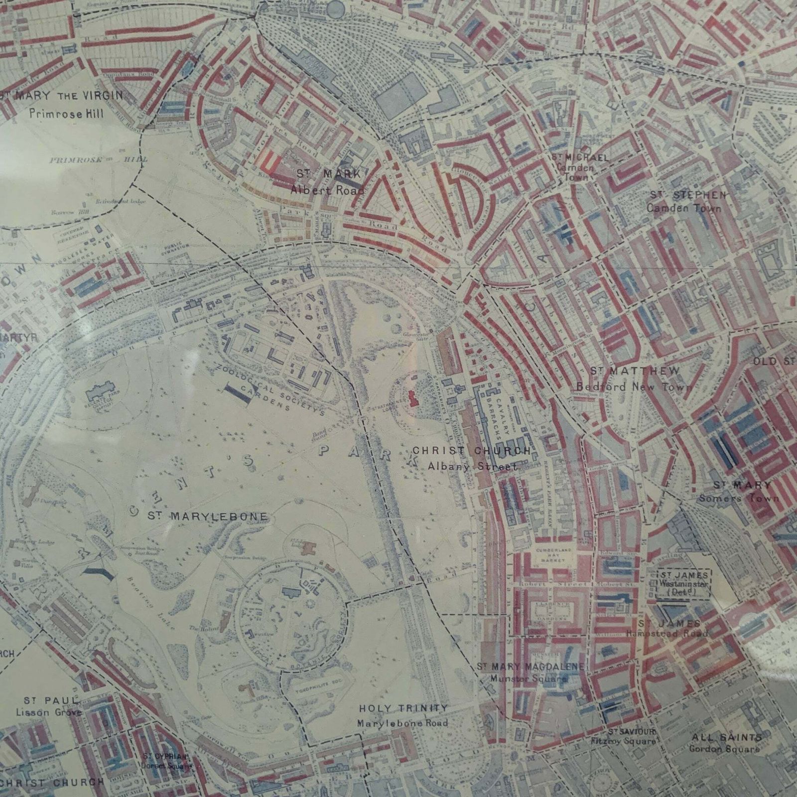 Framed Map Descriptive Of London Poverty North Western District 1898 9 Reproduction photo 95.0