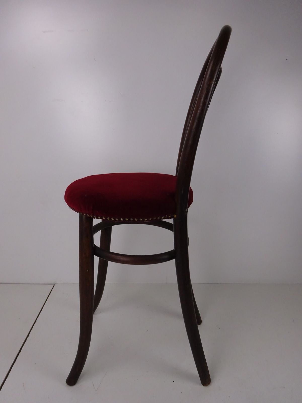 Upholstered Thonet Style High Bentwood Bistro Chair/Barstool photo for sale