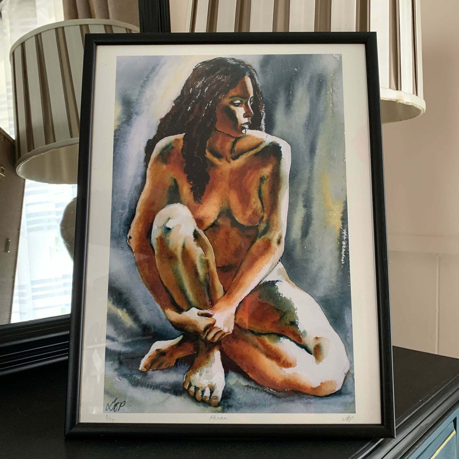 Framed Print Nude Woman Limited Edition Rhian Signed Lbp 9/20 Erotic Print photo for sale