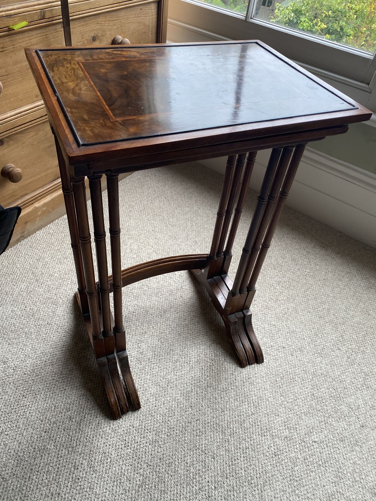 Elegant Georgian Nest Of Three Tables Inlaid With Burr Walnut photo furniture