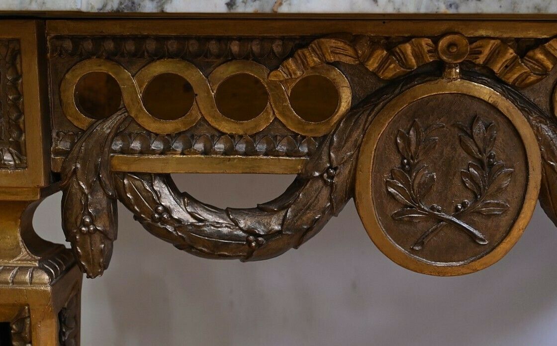 photo furniture Small Carved Wood Wall Console, Louis XVI Style, Napoleon III Period Mid 19th Century