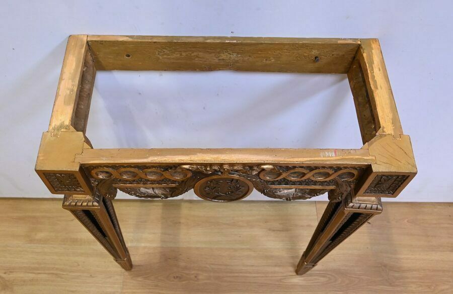 photo vintage Small Carved Wood Wall Console, Louis XVI Style, Napoleon III Period Mid 19th Century
