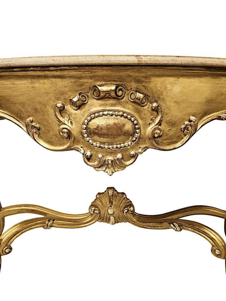A Very Fine Pair Of Early 20th Century Marble Top Giltwood Console Tables photo vintage