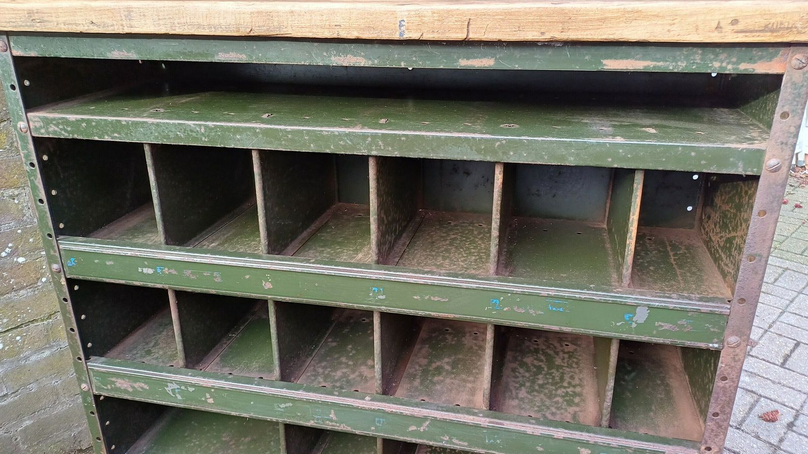 Vintage Industrial Painted Cubby Holes Shelves Storage Artisan photo 675.0