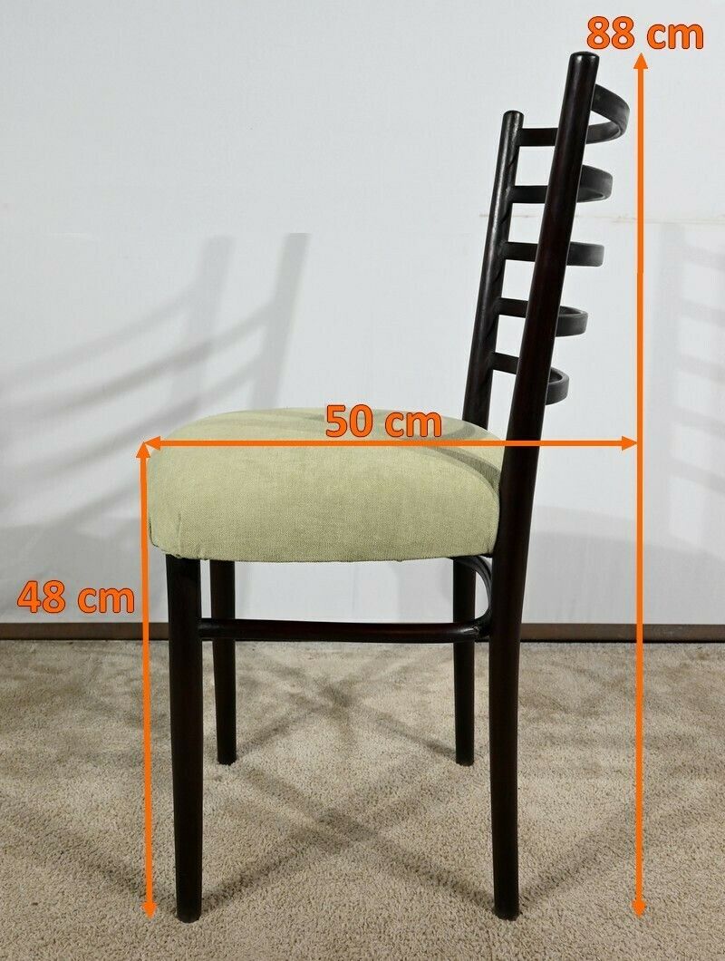photo vintage Suite Of 4 Scandinavian Chairs In Stained Wood – 1960
