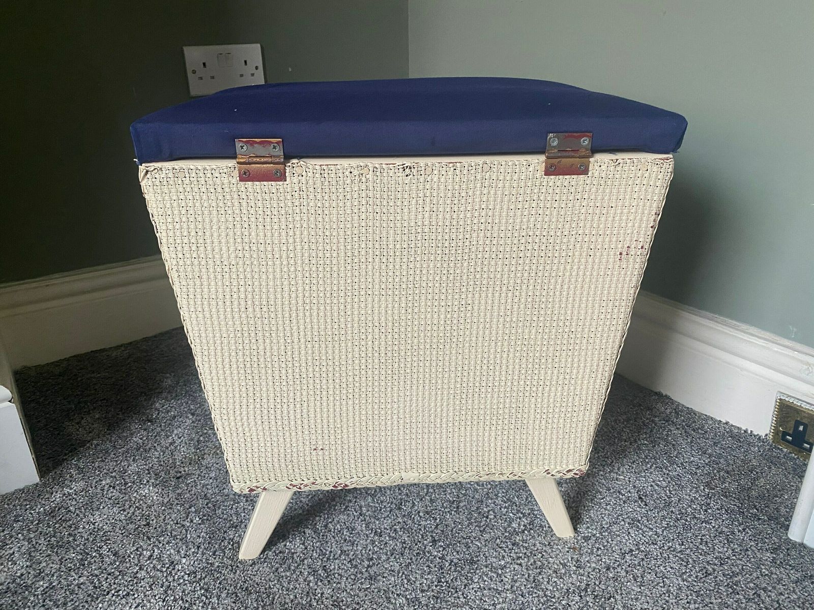 Lloyd Loom Style Linen Basket Ottoman Storagetrunk Wash Basket photo 65.0