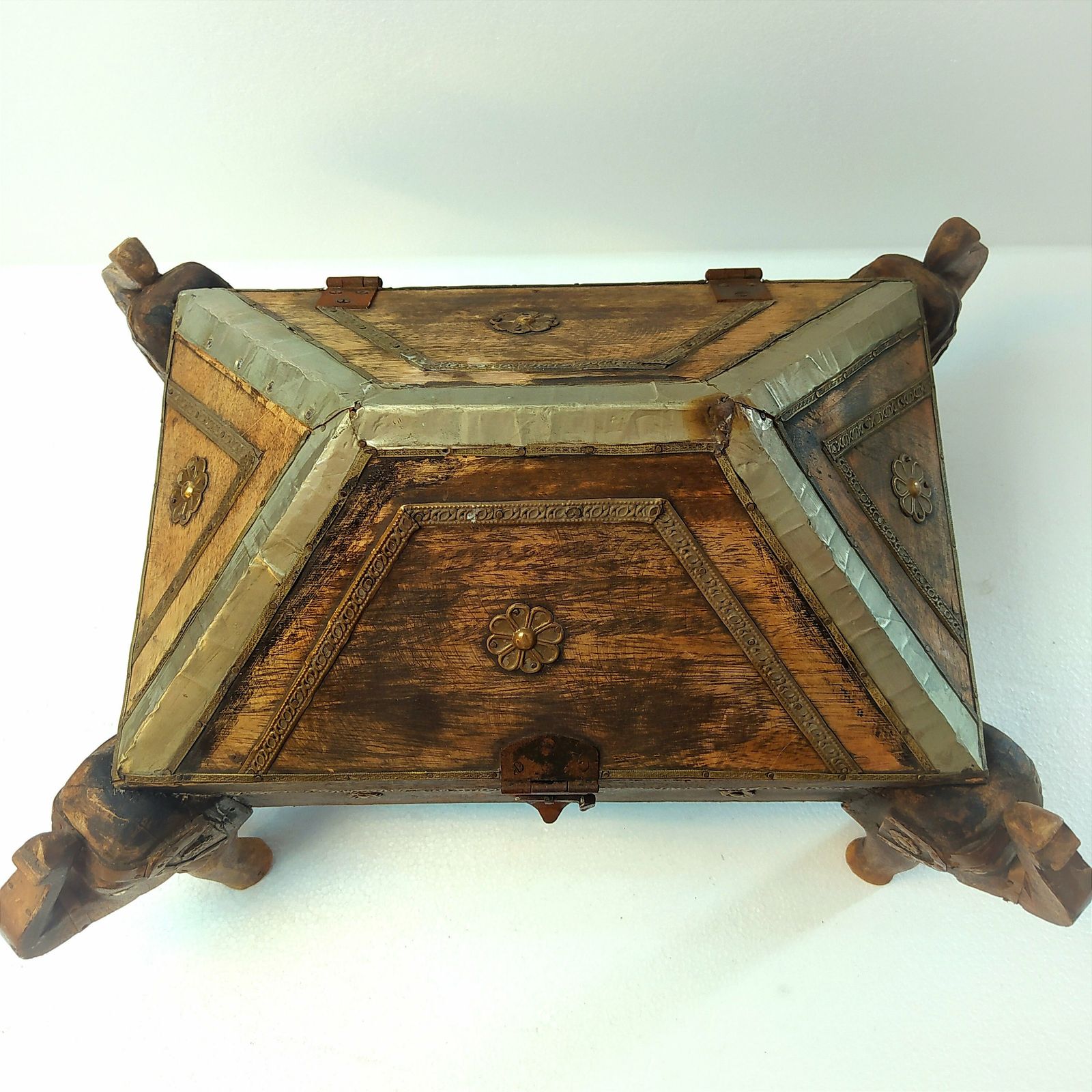 Vintage Carved Wood Jewelry Box,Made In India photo Home Decor