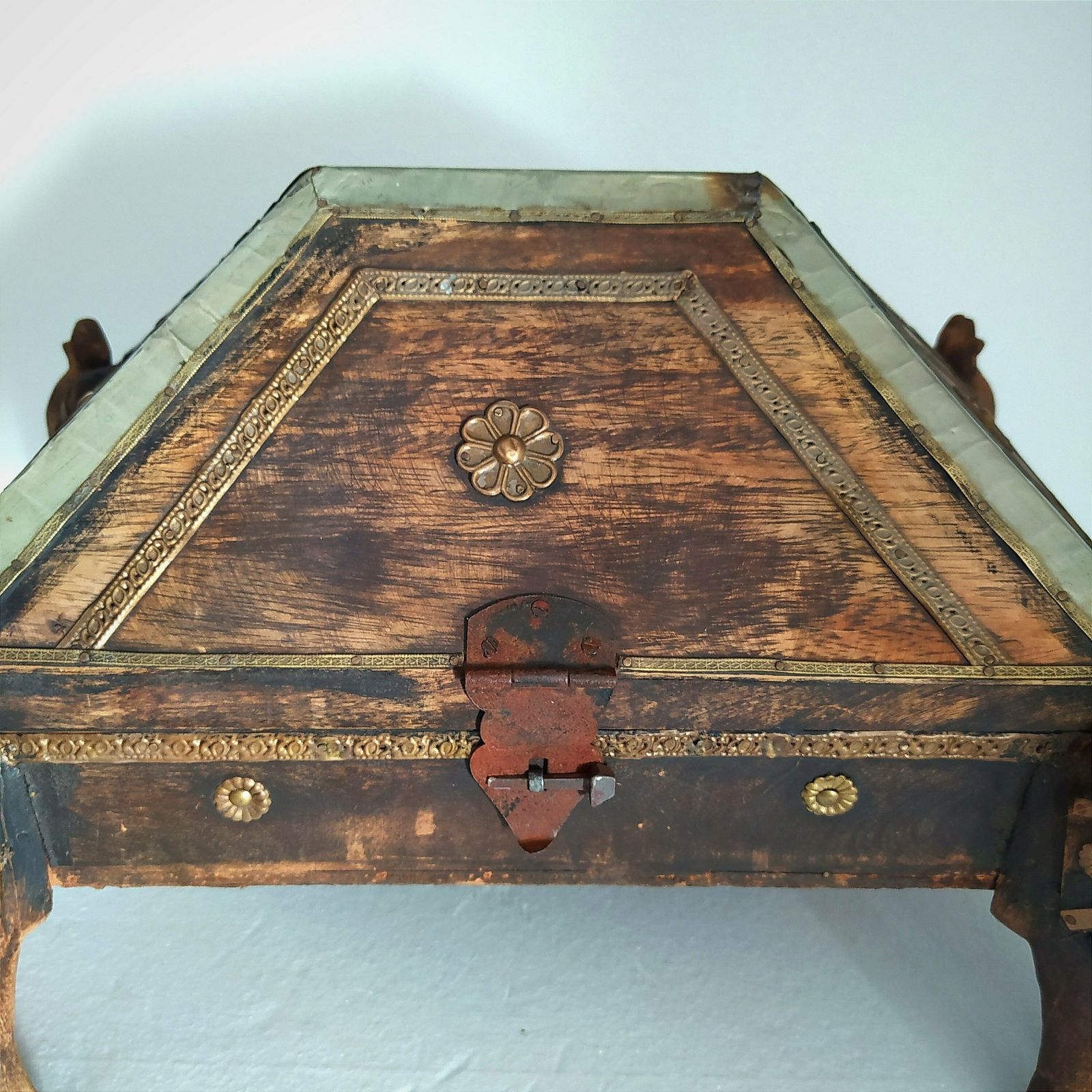 photo furniture Vintage Carved Wood Jewelry Box,Made In India