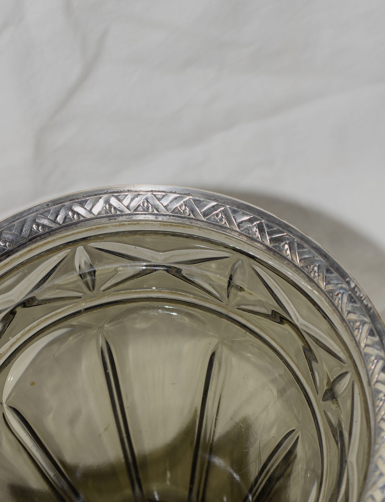 A French Silver Plated And Dark Green/Gray Vase From The 1930s photo Home Decor