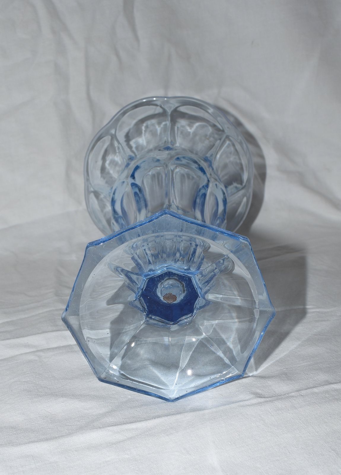 A Pale Blue Vintage Trumpet Pressed Glass Vase, Late 20th Century photo buy