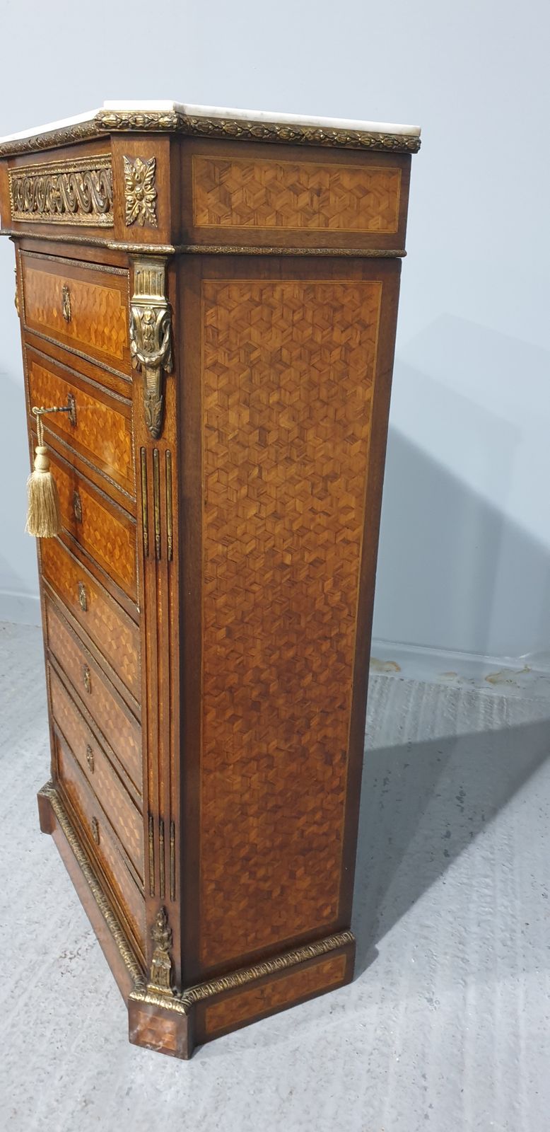 Super French Parquetry Semanier Chest Of Drawers photo vintage