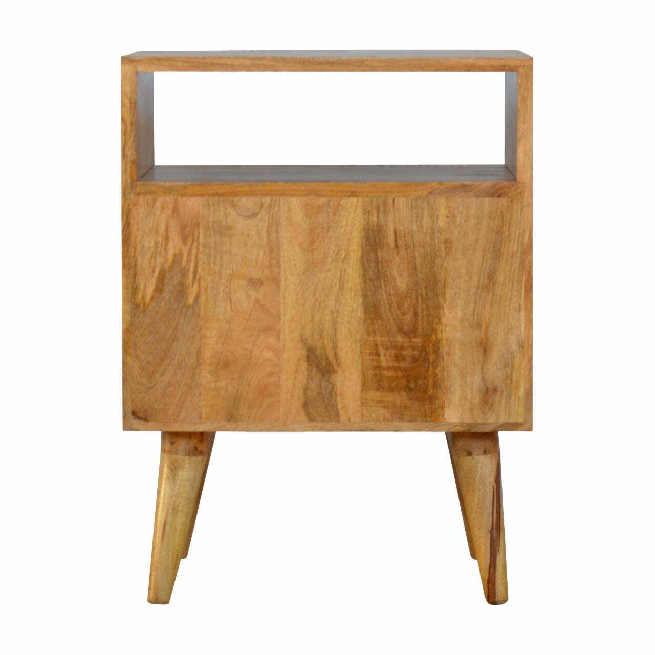 2 Drawer Geometric Screen Printed Bedside With Open Slot photo vintage