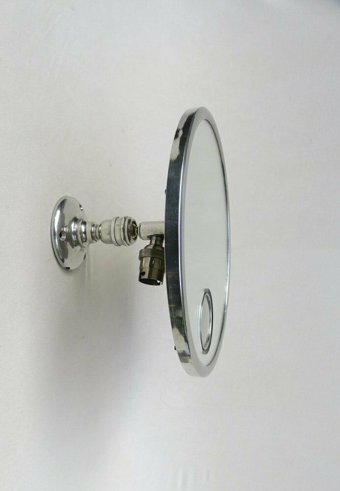 Wall Mirror In Nickel Plated From Le Mirophar Brot Déposé With Normal View, Art Deco, France photo furniture