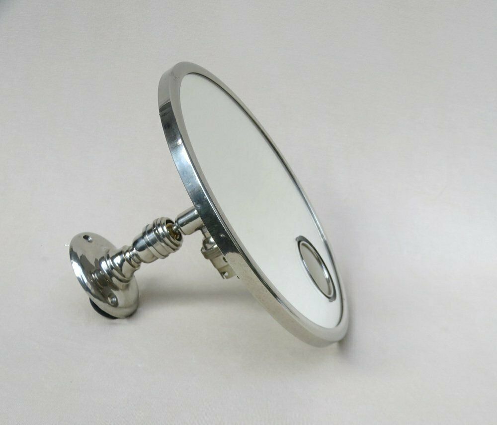 Wall Mirror In Nickel Plated From Le Mirophar Brot Déposé With Normal View, Art Deco, France photo 2041.7
