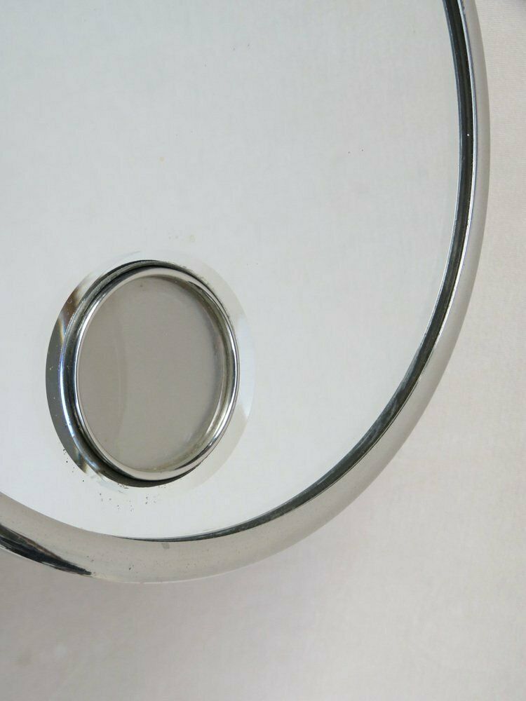 photo for sale Wall Mirror In Nickel Plated From Le Mirophar Brot Déposé With Normal View, Art Deco, France