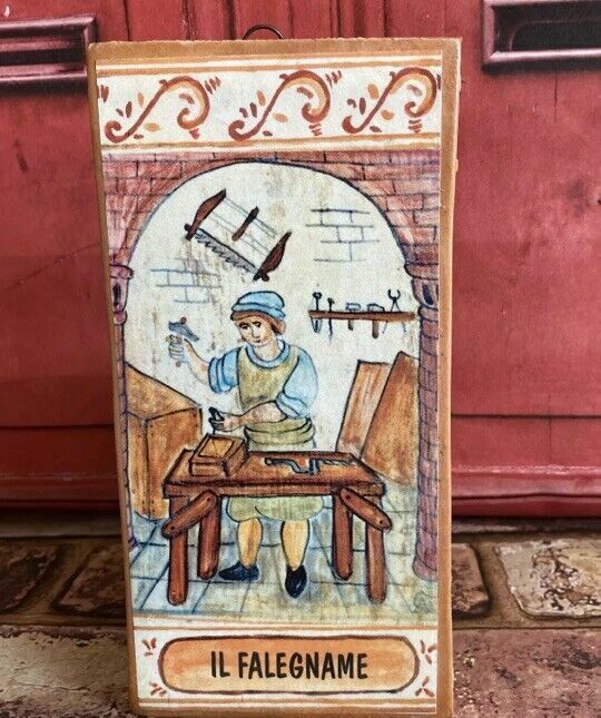 Vintage Profession Tile Il Falegname The Carpenter Ceramic Tile Castelli Italy photo 80.0