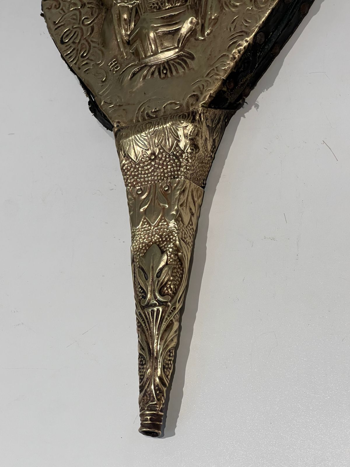 photo for sale Fireplace Bellows In Repoussé Brass With The Effigy Of A Woman