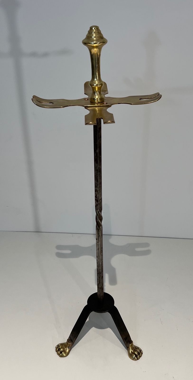 Brass And Brushed Steel Fire Kit With Claw Feet Attributed To Maison Jansen photo buy