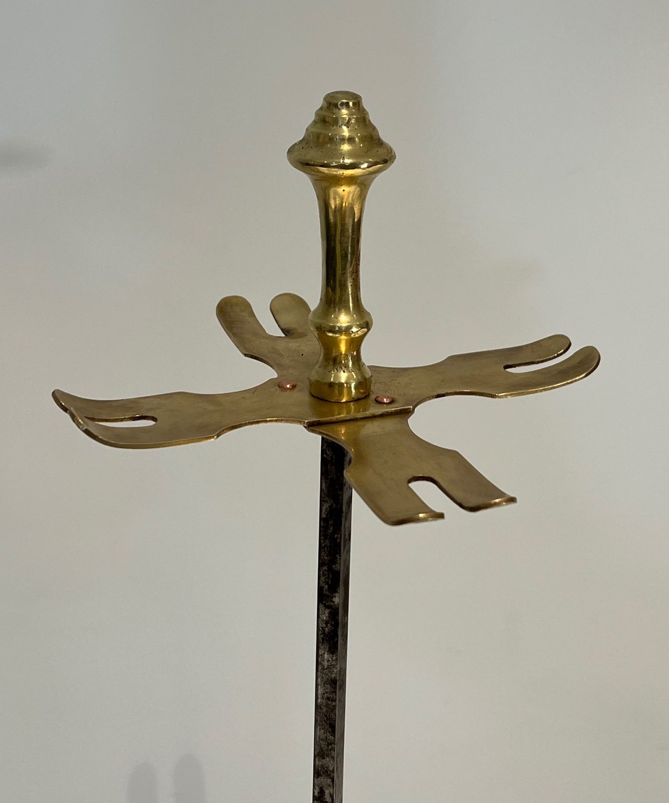 photo vinterior Brass And Brushed Steel Fire Kit With Claw Feet Attributed To Maison Jansen