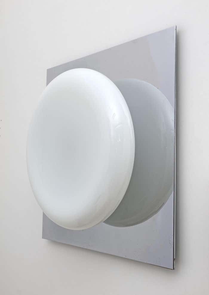 Carlo Nason Mid Century Modern Italian Steel And Murano Glass Wall Lamp, 1970s photo Lighting
