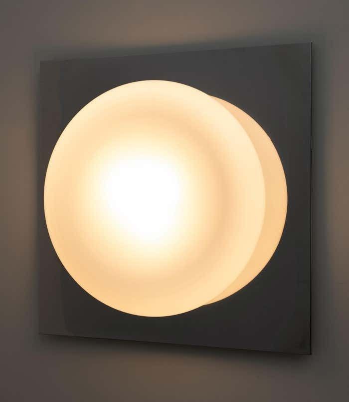 Carlo Nason Mid Century Modern Italian Steel And Murano Glass Wall Lamp, 1970s photo 949.0