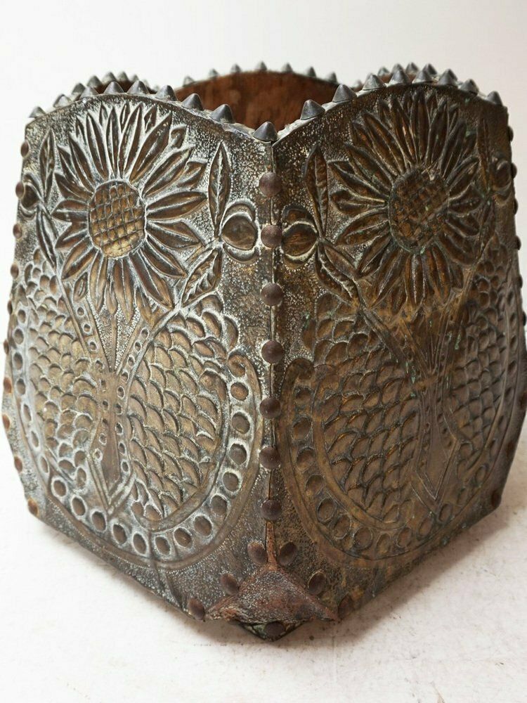 Art Nouveau Planter Or Jardinier In Hardinated Brass And Copper, 1900s photo furniture