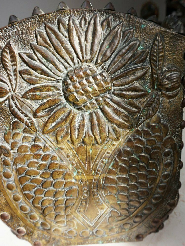 Art Nouveau Planter Or Jardinier In Hardinated Brass And Copper, 1900s photo buy