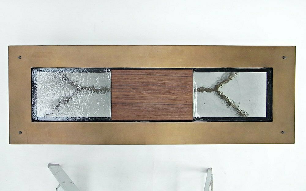 Powder Coated Glass & Teak Inlay Coffee Table By Lambert For Gunter Lambert, 2010s photo furniture