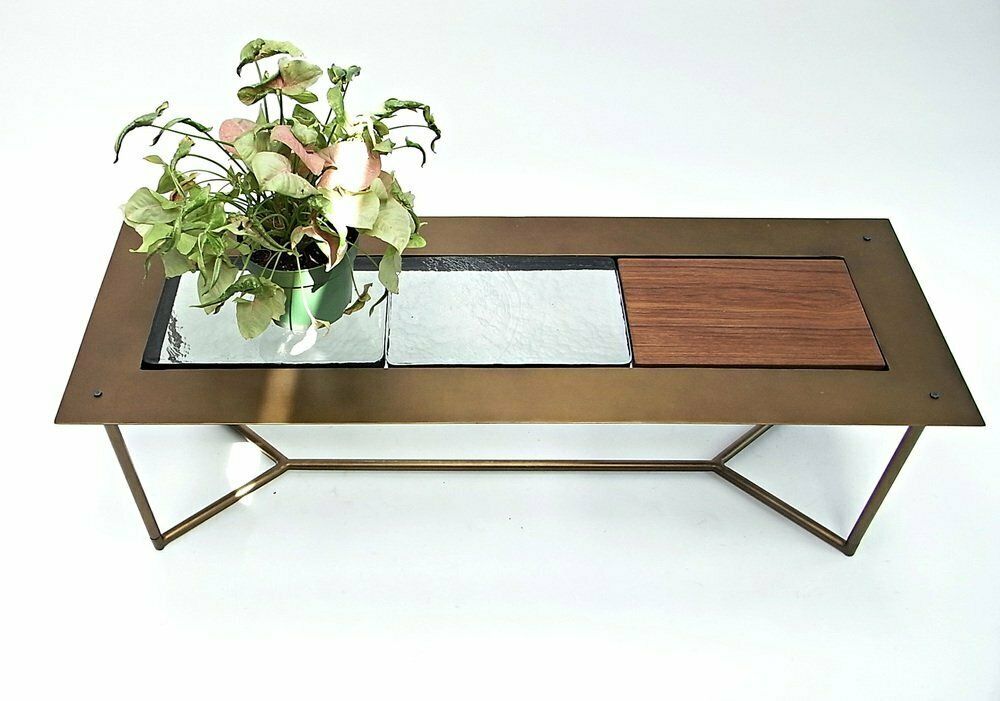 Powder Coated Glass & Teak Inlay Coffee Table By Lambert For Gunter Lambert, 2010s photo Furniture