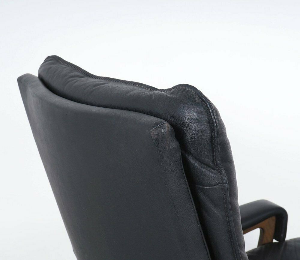 Black Leather King Chair By André Vandenbeuck For Strässle, 1960s photo for sale