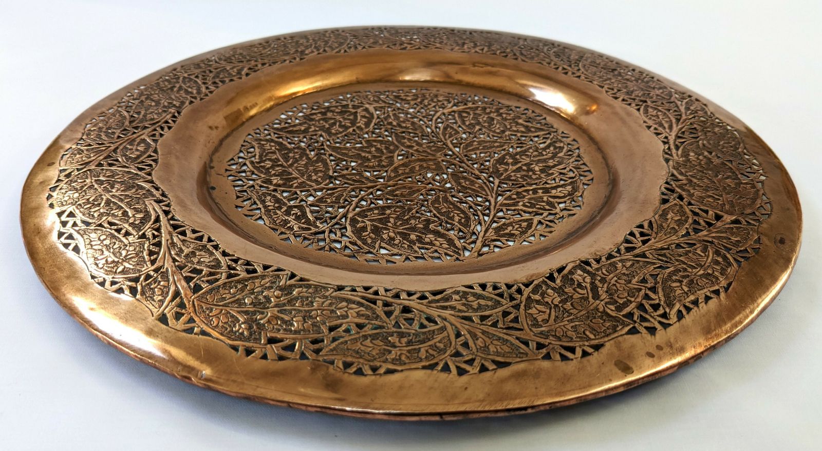 Vintage Islamic Kashmir Copper Charger With Intricate Openwork photo 300.0