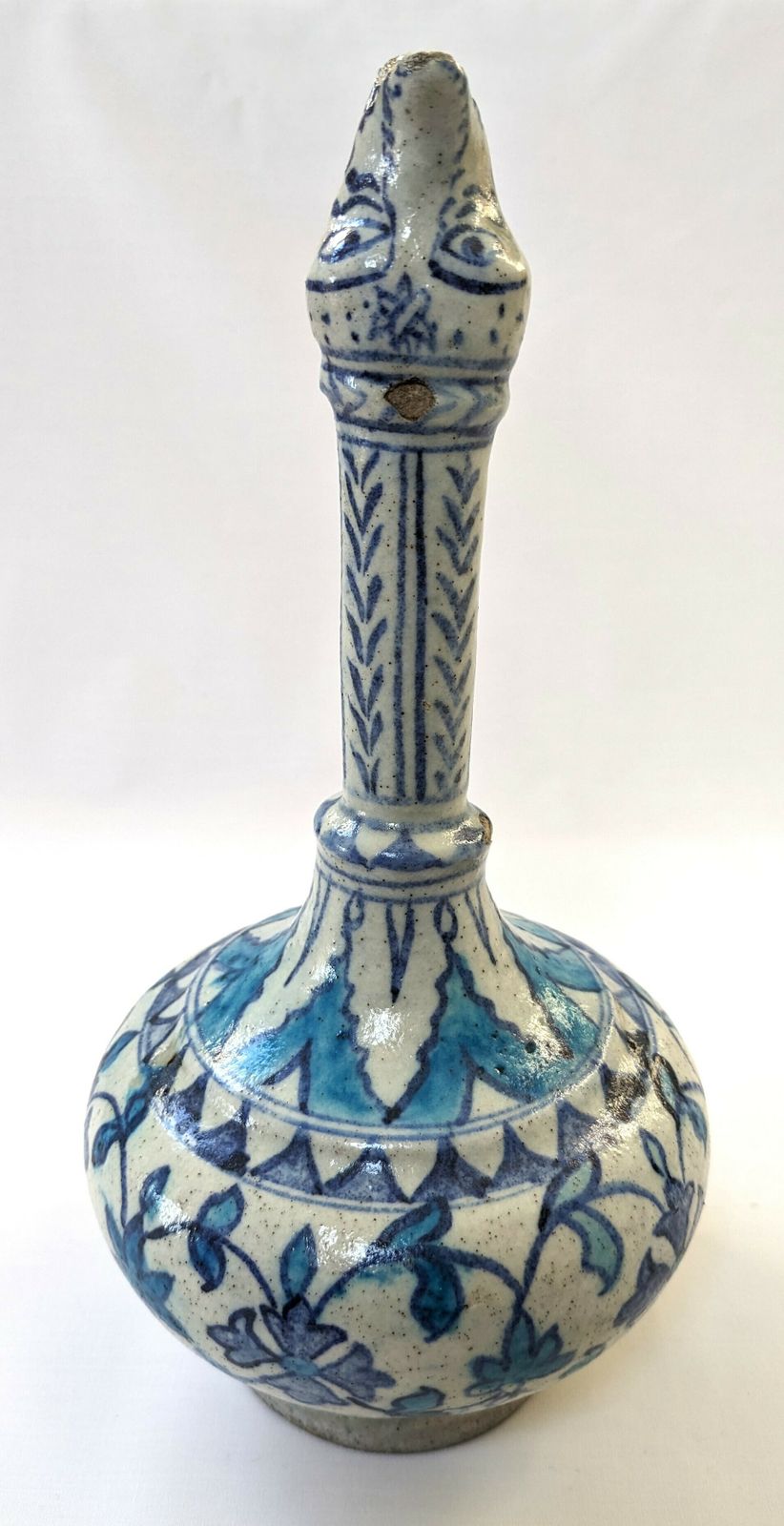 Antique Islamic Indian Animal Face Spouted Surahi Vase