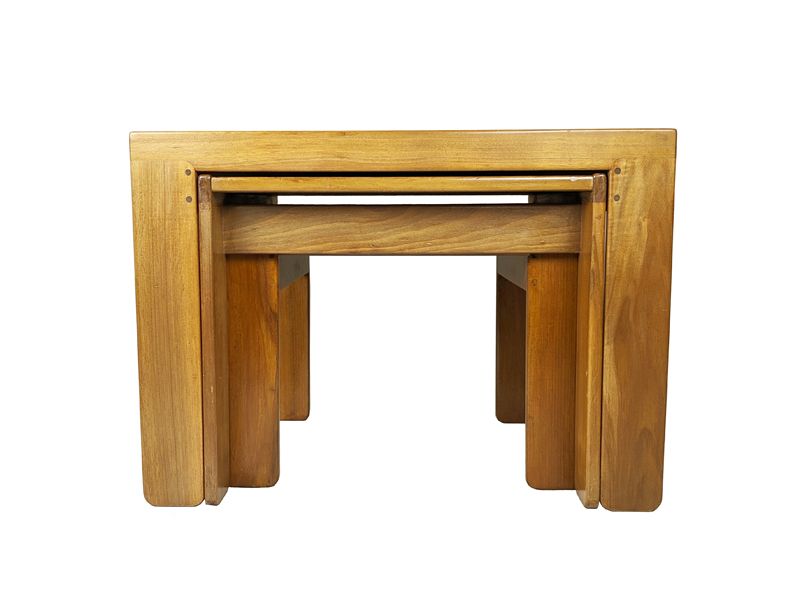 Set Of 3 Walnut Nesting Low Tables Mod. 777 By Afra & Tobia Scarpa For Cassina, 1967