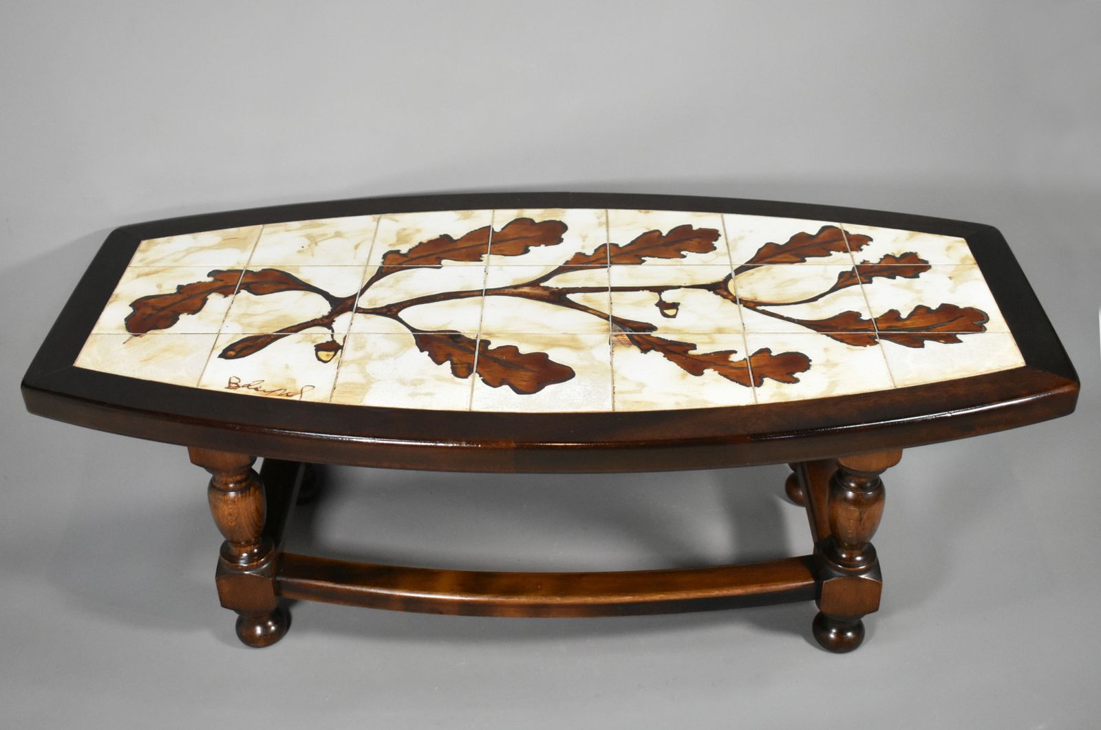 1970s French Designer Coffee Table With Tiled Signed Top photo vinterior